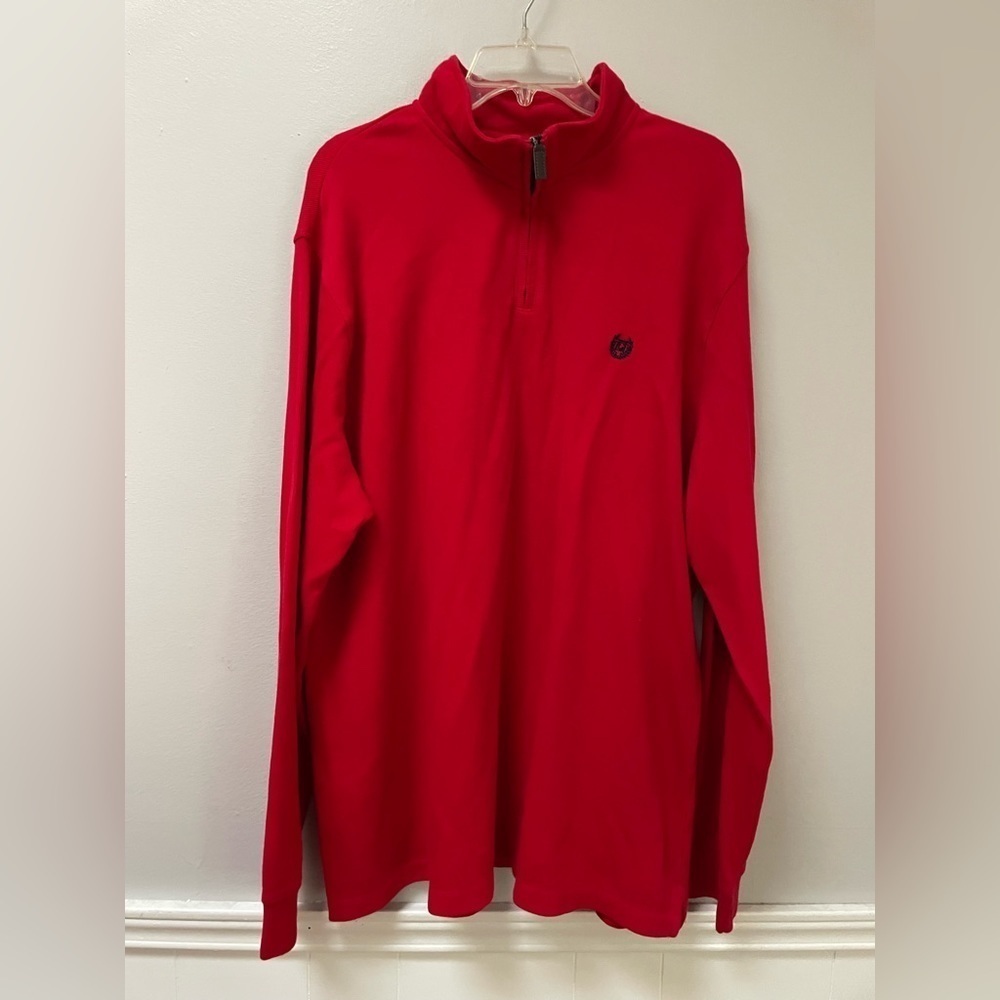 NWOT Chaps Red Mens Quarter Zip Pullover Sweater 100% Cotton Sz XXL